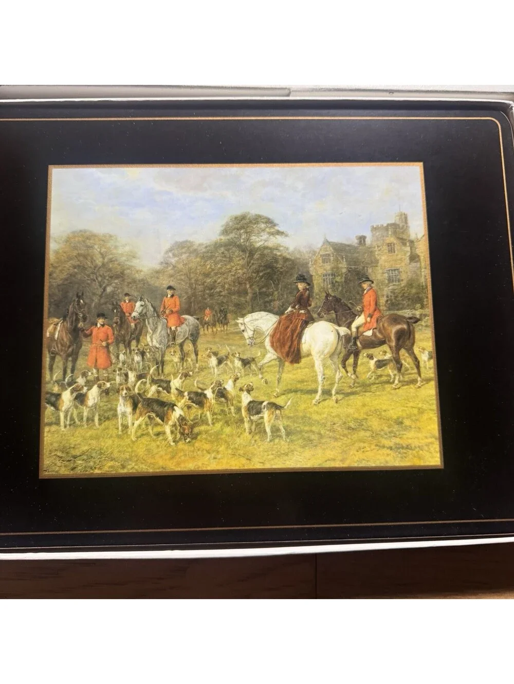 Vintage Pimpernel Fox Hunting Scene Placemats Set of 4 Cork Back England w/ Box
